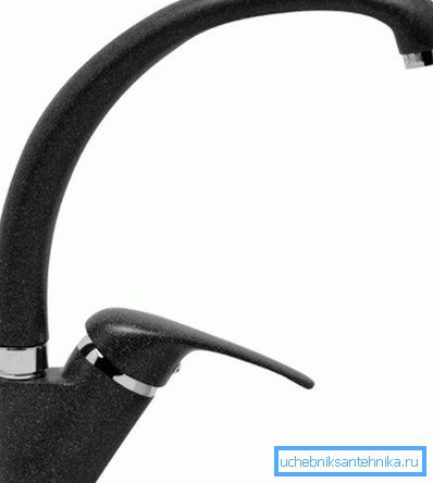 Schwarze Küchenarmatur aus Polymer-Mineral-Verbundstoff Schwarze Küchenarmatur aus Polymer-Mineral-Verbundstoff