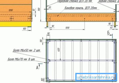 Detaillierte technische Zeichnung eines Metallbetts mit laminierter Spanplatte. Detaillierte technische Zeichnung eines Metallbetts mit laminierter Spanplatte.