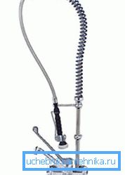 Brauseschlauch auf einem flexiblen Spülbecken