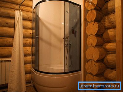 Foto einer eingerichteten Dusche in einem Berghütte Foto einer eingerichteten Dusche in einem Berghütte