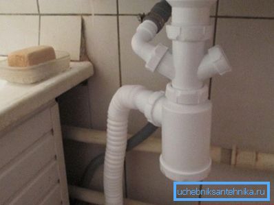 Foto des installierten Siphons mit zusätzlichen Hähnen Foto des installierten Siphons mit zusätzlichen Hähnen