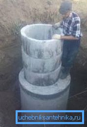 Foto der Installation eines Brunnens aus Betonprodukten, der das Volumen dieser Elemente zeigt, aus dem Sie eine Vorstellung vom Gewicht erhalten können Foto der Installation eines Brunnens aus Betonprodukten, der das Volumen dieser Elemente zeigt, aus dem Sie eine Vorstellung vom Gewicht erhalten können