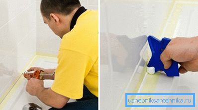 Dichtfugen zwischen der Wand und der Seite der Palette.
