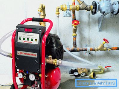Hydropneumatische Spülung von Heizungsanlagen mit Kompressor Hydropneumatische Spülung von Heizungsanlagen mit Kompressor