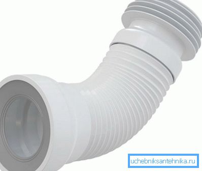 Wellung für die Verbindung der Toilettenschüssel mit Abwasser
