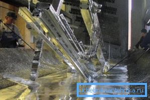 Die Anweisung schreibt das Eintauchen in das Bad der Fertigprodukte vor. Die Anweisung schreibt das Eintauchen in das Bad der Fertigprodukte vor.