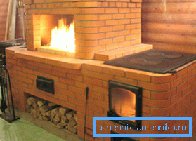 Ziegelofen mit Herd, Kamin und Holzstapel Ziegelofen mit Herd, Kamin und Holzstapel