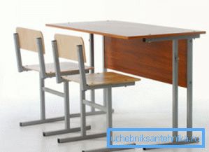 Klassischer Schulschreibtisch und Stühle Klassischer Schulschreibtisch und Stühle
