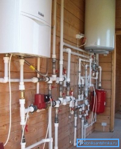 Heizraum in einem Holzhaus. Heizraum in einem Holzhaus.