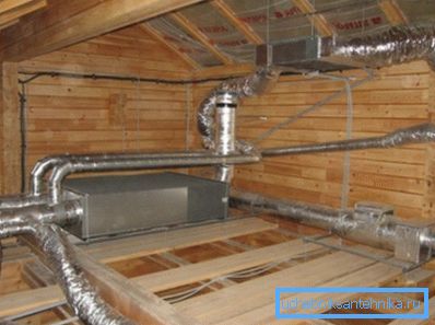 Amateurfoto des verzweigten Lüftungssystems im Dachgeschoss des Gebäudes zur einfachen Verdrahtung Amateurfoto des verzweigten Lüftungssystems im Dachgeschoss des Gebäudes zur einfachen Verdrahtung