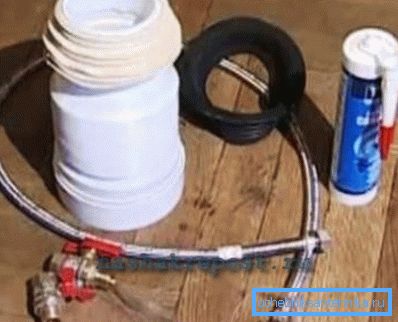 Erforderliche Materialien für den Anschluss der Toilette an die technischen Netzwerke zu Hause Material, das benötigt wird, um die Toilette mit den technischen Netzwerken zu Hause zu verbinden
