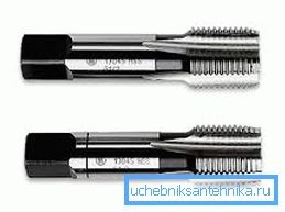 Gewindebohrer zum Schneiden in ein Rohr oder ein Loch werden entsprechend der Art der herzustellenden Verbindung gekennzeichnet. Gewindebohrer zum Schneiden in ein Rohr oder ein Loch werden entsprechend der Art der herzustellenden Verbindung gekennzeichnet.
