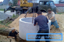 Montage von Betonringen Montage von Betonringen