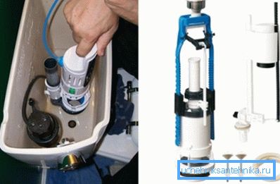 Einbau des Entwässerungsmechanismus in die Toilettenschüssel. Einbau des Entwässerungsmechanismus in die Toilettenschüssel.