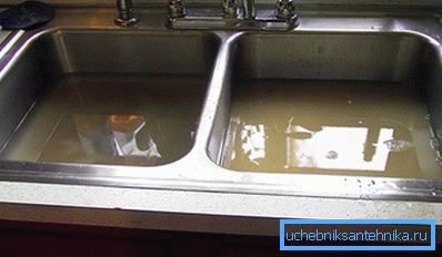 Auf dem Foto: Die langsame Strömung des Wassers ist das erste Anzeichen einer Verstopfung. Es ist besser, schon jetzt mit der Verhinderung zu beginnen. Auf dem Foto: Die langsame Strömung des Wassers ist das erste Anzeichen einer Verstopfung. Es ist besser, schon jetzt mit der Verhinderung zu beginnen.