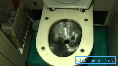 Auf der Foto - Toilette mit Sammelentwässerungssystem Auf der Foto - Toilette mit Sammelentwässerungssystem