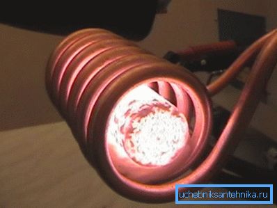 Erwärmung eines ferromagnetischen Kerns in einer Induktivität. Erwärmung eines ferromagnetischen Kerns in einer Induktivität.