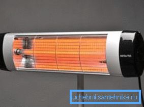 Heizung mit Hochtemperatur-Infrarotstrahler. Heizung mit Hochtemperatur-Infrarotstrahler.