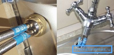 Einige Bohrungen haben einen kleinen Durchmesser, was bedeutet, dass der Schlauch nach der Installation oder nach dem Durchführen des Spülbeckens am Wasserhahn befestigt werden muss Einige Bohrungen haben einen kleinen Durchmesser, was bedeutet, dass der Schlauch nach der Installation oder nach dem Durchführen des Spülbeckens am Wasserhahn befestigt werden muss