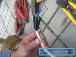 Wir verbinden das Pumpenkabel mit dem Netzwerk. Wir verbinden das Pumpenkabel mit dem Netzwerk.