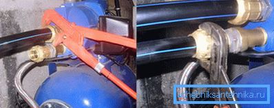 Wir verbinden das Rohr mit der Pumpstation. Wir verbinden das Rohr mit der Pumpstation.
