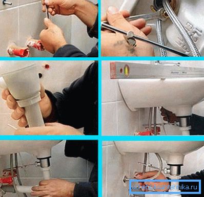 Wir montieren das hängende Keramikwaschbecken im Badezimmer an der Wand Wir montieren das hängende Keramikwaschbecken im Badezimmer an der Wand