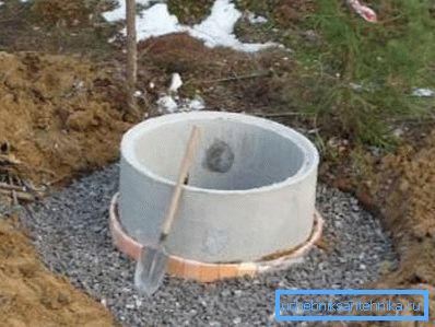 Der Spalt zwischen dem Brunnen und den Wänden der Grube sollte mit Kies bedeckt sein. Der Spalt zwischen dem Brunnen und den Wänden der Grube sollte mit Kies bedeckt sein.