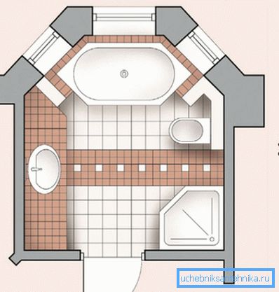 Die fünfeckige Kabine fügt sich perfekt in das Badezimmer ein Die fünfeckige Kabine fügt sich perfekt in das Badezimmer ein