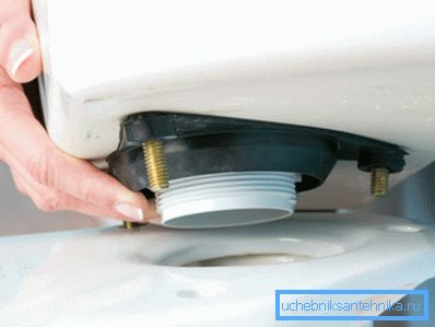 Montage von Sanitärprodukten. Futter richtig eingestellt.
