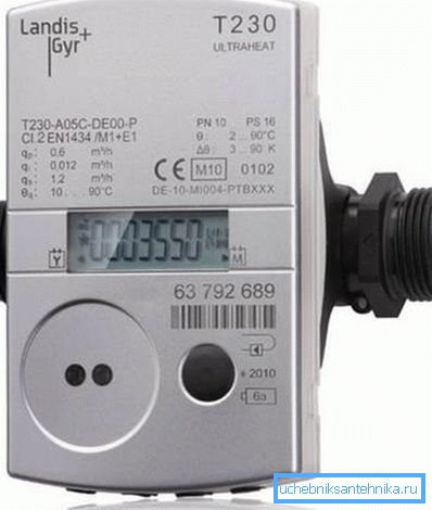 Der Zähler, der in die Heizleitung eingesetzt wird, um die für das Heizen aufgewendete Energie zu berechnen Der Zähler, der in die Heizleitung eingesetzt wird, um die für das Heizen aufgewendete Energie zu berechnen