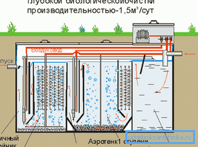 Das Schema der biologischen Kläranlage