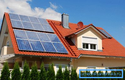 Sonnenkollektoren auf dem Dach des Hauses Sonnenkollektoren auf dem Dach des Hauses