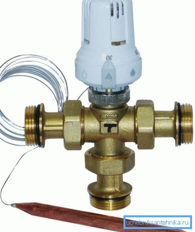 Dreiwege-Thermostatventil mit Tauchfühler Dreiwege-Thermostatventil mit Tauchfühler