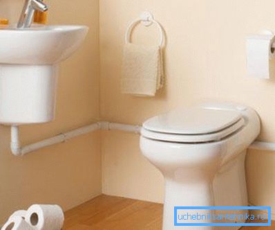 WC mit Abfluss an die Wasserversorgung angeschlossen WC mit Abfluss an die Wasserversorgung angeschlossen
