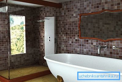 Einbau einer Dusche im Badezimmer mit Fenster zum Garten Einbau einer Dusche im Badezimmer mit Fenster zum Garten