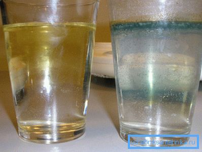 Durch das Absetzen kann sich wie auf dem Foto ein Film oder Sediment bilden Durch das Absetzen kann sich wie auf dem Foto ein Film oder Sediment bilden