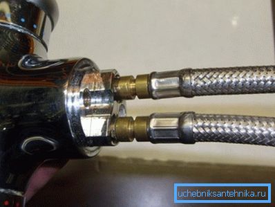 In den flexiblen Schläuchen des Mischers herrscht der gleiche Druck wie in der Heizungsleitung. In den flexiblen Schläuchen des Mischers herrscht der gleiche Druck wie in der Heizungsleitung.