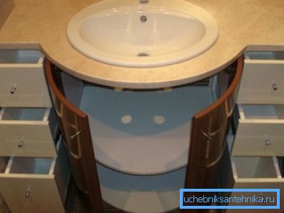 Einbauwaschbecken im Bad - eine hervorragende und sehr funktionale Lösung, denn im Schrank können Sie viele nützliche Dinge verstauen Einbauwaschbecken im Bad - eine hervorragende und sehr funktionale Lösung, denn im Schrank können Sie viele nützliche Dinge verstauen