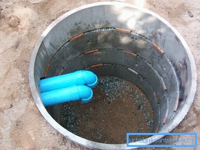 Grube mit Abwasserkanälen und Entwässerung am Boden Grube mit Abwasserkanälen und Entwässerung am Boden