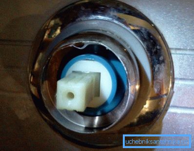 Das Austauschen der Patrone in der Dusche erfolgt, ohne dass Teile von der Hauptblende entfernt werden Das Austauschen der Patrone in der Dusche erfolgt, ohne dass Teile von der Hauptblende entfernt werden