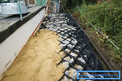 Füllung mit Kies und Sand